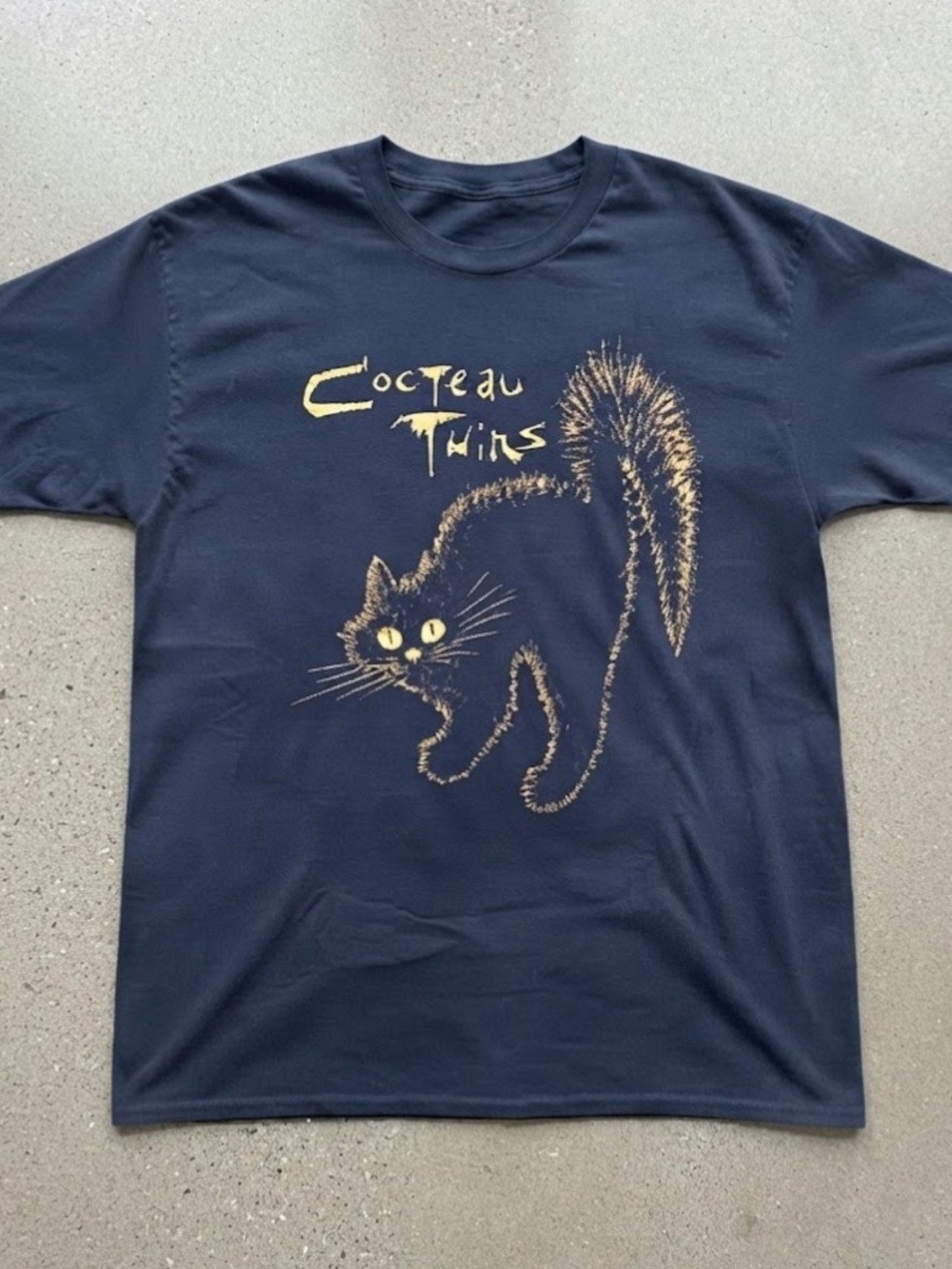 Cocteau Twins Ethereal Band Cat Graphic Navy Blue Gildan T-Shirt